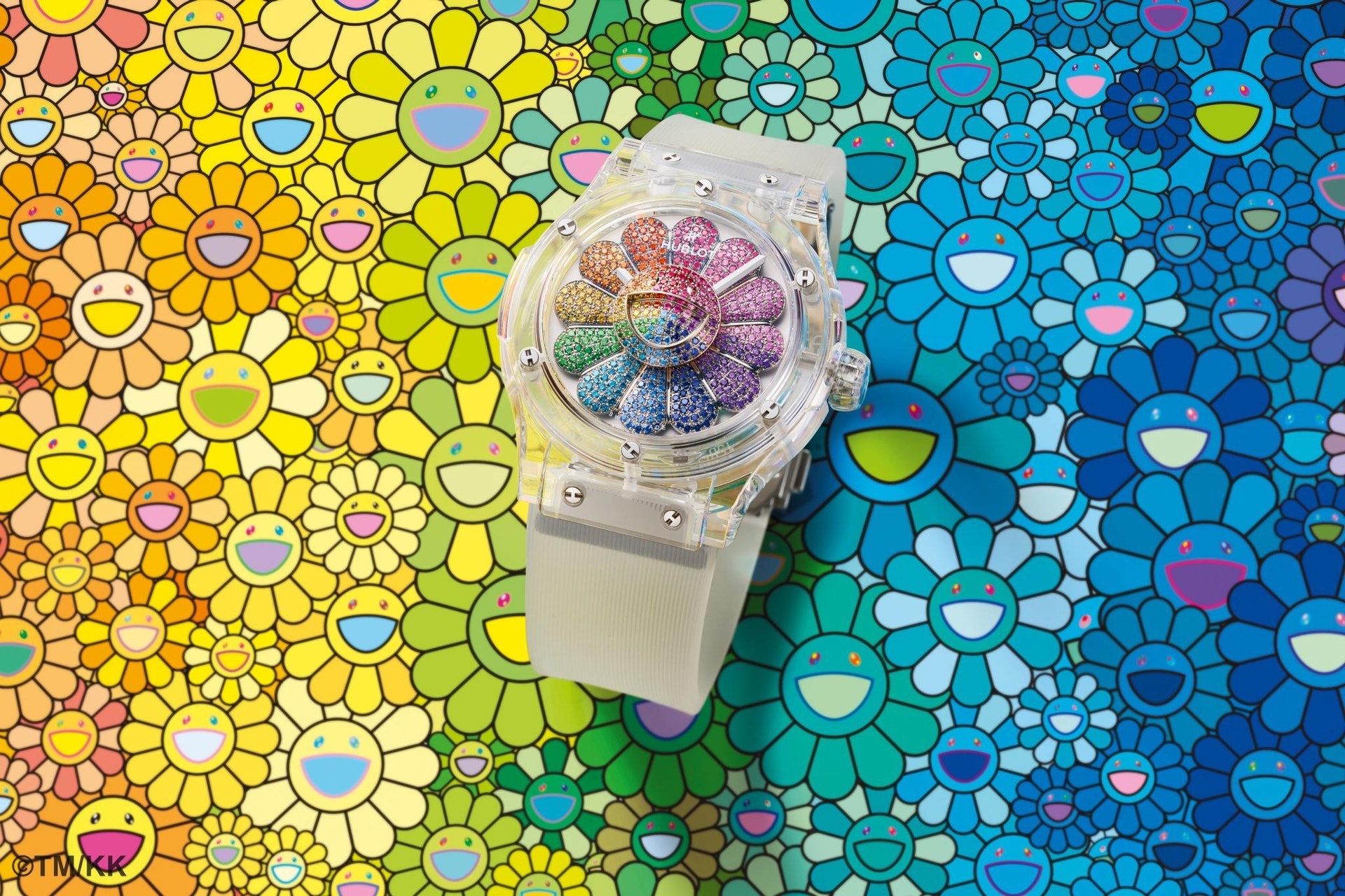 Classic Fusion Takashi Murakami Sapphire Rainbow經典融合系列村上隆藍寶石彩虹錶（圖片來源：Hublot）