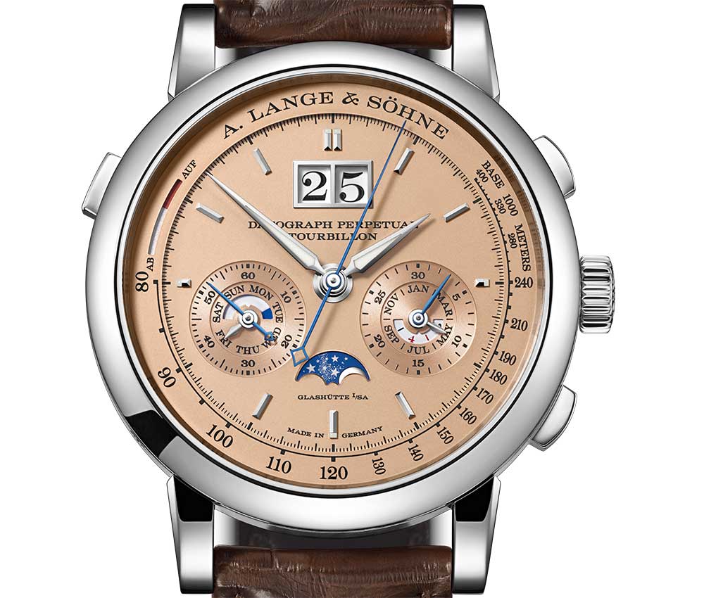 lange soehne datograph perpetual tourbillon closeup 表盘